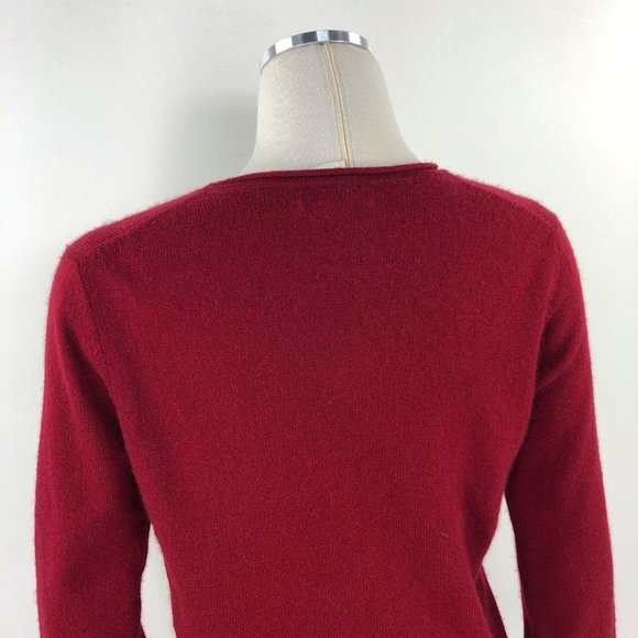 Fiona L Sweater Burgundy Red Cashmere Scoop Neck V - Picture 5 of 8